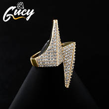 GUCY Lightning Rings For Men Gold Silver Color Charm AAAA Cubic Zirconia Fashion Hip Hop Ring Rock Jewelry 2024 - buy cheap