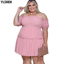 Plus Size Pleated Dresses African Short Sleeve Knee Length Dress Women Fashion Summer Robe Vetement Femme 2021 Vestidos 3XL 4XL 2024 - buy cheap