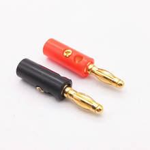 10 pçs/lote 4mm banana plug áudio alto-falante banhado a ouro parafuso banana placa banhado a ouro plugues conectores preto & vermelho 2024 - compre barato