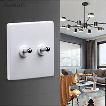 Interruptor de palanca para luz de pared, accesorio para mejorar el hogar, blanco, 1-4 entradas, 2 vías, palanca plateada, tipo 86 2024 - compra barato