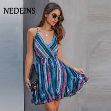 Neidens-vestido de verão feminino, decote em v, verão, vestido de praia sexy, roupas para mulheres, vestidos de festa de tarde 2024 - compre barato