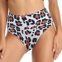 Women High Waist Bikini Bottoms Sexy Slim Conservative Leopard Swim Trunks Leopard Print 2024 - buy cheap