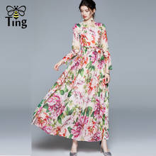 Tingfly Design Runway Rose Flower Print Maxi Long A Line Dress Luxury Dinner Party Dresses Frocks For Women ZA Brand Plus Size D 2024 - buy cheap