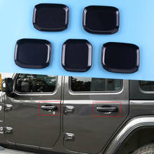 Beler abs 5 pçs preto brilhante exterior maçaneta da porta tigela capa copo guarnição apto para jeep wrangler jl 2018 2019 4-door 2024 - compre barato