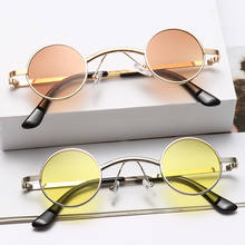 Солнцезащитные очки в стиле ретро-панк для мужчин и женщин UV400, поляризационные, в круглой металлической оправе, брендовые дизайнерские 2024 - купить недорого