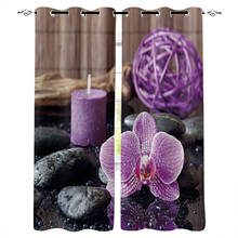 Zen pedra roxo orquídea calma vela cortinas da janela para sala de estar quarto moderno cortinas decoração casa do miúdo 2024 - compre barato