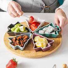 Ceramic Fruit Plate Creative Christmas Tree Separated Snack Plate Rotatable Bamboo and Wood Tray Household Snacks Candy Platter 2024 - buy cheap