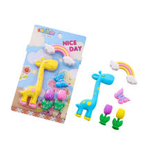 6packs/lot Kawaii Giraffe Rainbow Flower Butterfly Korean Eraser Rubber Eraser Primary Student Prizes Gift Stationery 2024 - buy cheap