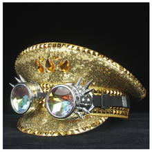Chapéu steampunk para homens e mulheres, chapéu de polícia com óculos de engrenagem, boate, chapéu militar, chapéu fascinator 3 tamanhos 2024 - compre barato