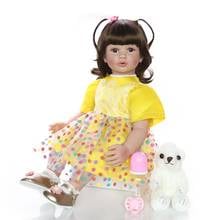 Boneca infantil de silicone reborn, 60cm, brinquedo para crianças, 24 polegadas, vinil, princesa reborn, bebês meninas 2024 - compre barato