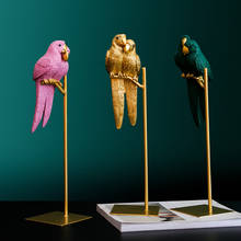 Скандинавские креативные полимерные искусственные животные, попугай, украшения для птиц, золотые современные настольные украшения для дома, миниатюрные фигурки 2024 - купить недорого