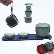 Ceramic Office Teapot Simple Black Pottery Kung Fu Gaiwan Teacup Porcelain Tea Sets with Bag Portable Tea Pot Travel Drinkware 2024 - buy cheap