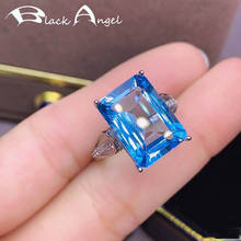 BLACK ANGEL 2020 New Fashion Shiny Rectangle Blue Topaz Gemstone Adjustable Finger Ring For Women Wedding Jewelry Christmas Gift 2024 - buy cheap