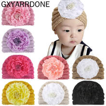 1PCS 2019 Winter Baby Beanie Big Flower Knitted Baby Hat Girls Newborn Baby Turban Hats Elastic Winter Cap For Kids 2024 - buy cheap