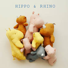 1 peça brinquedo hippo bebê macio feito à mão algodão linho aconchegante animal de pelúcia brinquedo fofo floresta animal pano brinquedos boneca 2024 - compre barato