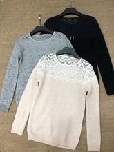 New Autumn and Winter Women Sweater Gentle and Soft Embroidery Lace Stitching Blended Round Neck Long-sleeved Sweater Women 2024 - buy cheap