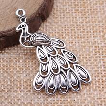 WYSIWYG 3pcs 43x24mm Bird Peacock Charm Pendants For Jewelry Making Antique Silver Color Peacock Pendants Charm Peacock 2024 - buy cheap
