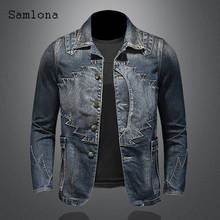 2021 Single Breasted Mens Denim Jackets Spring Autumn Casual Fashion Slim Fits Jean Denim Jacket New Patchwork Men Clothing 2024 - buy cheap
