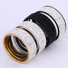 Moda 5 Linhas de Cristal Mulheres Anel De Aço Inoxidável para Elegante Completa Dedo Amor Anéis de Noivado Casamento Jóias Homens aniversário 2024 - compre barato
