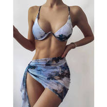 MYTENG Brazilian Sexy Underwire Push Up Bikinis 3 Piece Set Swimwear Women Leopard Print Bathing Suit Backless Biqiuni Beachwear 2024 - buy cheap