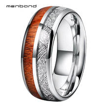 Anel de casamento de tungstênio, homens, mulheres, anel de madeira, anel meteorito, cúpula, 8mm, ajuste confortável 2024 - compre barato