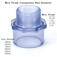 Conector de manguera de Transparencia de rosca macho, Conector de PVC para riego de jardín, acuario, pecera, conectores de tubería de agua, 1 ud. 2024 - compra barato