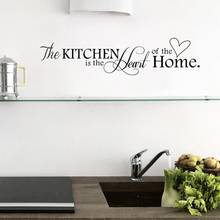 Adesivo de decoração da cozinha é o coração da casa, alfabeto inglês, preto mural decalque diy removível parede decoração de casa cozinha 2024 - compre barato