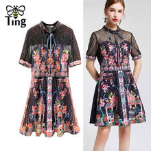 Tingfly Summer Casual Vintage Floral Mini Short Dress Women Summer Plus Size Dress Vestidos tallas grandes mujer 2024 - buy cheap