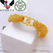 OMHXFC Jewelry Wholesale YM108 European Fashion Hot Fine Man Party Birthday Wedding Gift Vintage Dragon Coin 24KT Gold Bracelet 2024 - buy cheap
