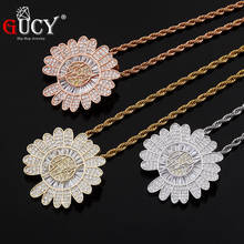 GUCY New Small Daisy Lightning Pendant Sunflower Iced Cubic Zirconia Pendant Necklace Hip Hop Fashion Jewelry Gift 2024 - buy cheap