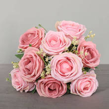 Flor artificial rosa buquê 9 cabeças gypsophila rosa falso flores casamento decoração para casa buquê de mão 2024 - compre barato