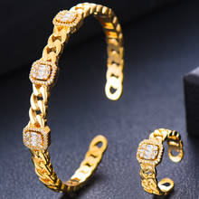 GODKI Luxury Icedout Cuban Link Bangle Ring Set Dubai Bridal Jewelry Set For Women Wedding Cubic Zircon brincos para as mulheres 2024 - buy cheap