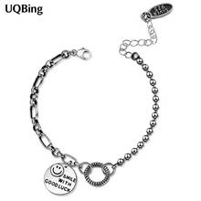 Silver Color Retro Round Smile Coin Letter Charm Bracelet Fine Jewelry Gifts 2024 - buy cheap