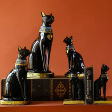 Egyptian Cat God Resin Sculpture Bookshelf Candlestick Animal Ornament Living Room Lucky Crafts Decoration For Household Office 2024 - buy cheap