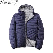 Newbang jaqueta masculina reversível ultraleve e capuz, casaco de inverno e outono com pena de dois lados 2024 - compre barato