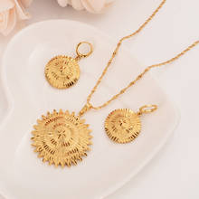 Conjunto de joias tradicionais etíopes, kit com colar e brincos, dourado da rússia, para presente de festa de casamento feminino 2024 - compre barato
