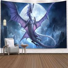 Dragon with wings pattern Tapestry Wall Hanging Dorm Decor Art Wall Tapestry Hippie Wall Carpet Psychedelic Tapestry 95x73cm 2024 - buy cheap