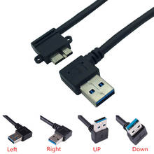 90 градусов USB3.0 кабель для зарядки данных штекер Micro B Кабель USB 3,0 кабель адаптер правый угол для HDD корпус вверх вниз влево 2024 - купить недорого