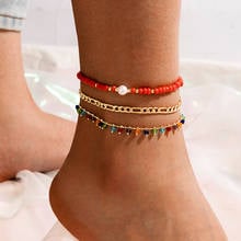 Tocona 3pcs/sets Colorful Bead Anklets for Women Charms Gold Color Alloy Metal Foot Chain Barefoot Sandals Jewelry 17511 2024 - buy cheap