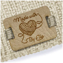 Etiquetas de couro personalizadas com seu logotipo, etiquetas coração de lã 28x18mm para itens artesanais, etiqueta de crochê de costura 2024 - compre barato
