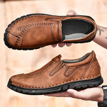 Fashion British Style Handmade Causal Shoes Men High Quality Genuine Leather Business Moccasins Male Non-slip Walking Loafers 2024 - buy cheap