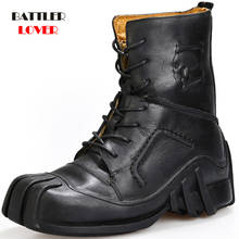 Botas militares de cuero de vaca para hombre, calzado de combate gótico, Punk, para motocicleta, senderismo, para invierno 2024 - compra barato