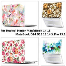 Capa floral rígida para notebook, girls honor magicbook 15/ 14, mate 13 14 x pro 13.9, matebook d15 d14 2020 2024 - compre barato