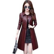 Autumn Winter New Pu Leather Jacket Women Long Korean Slim Plus size Tool Leather Jackets Womens Leather Windbreaker 5XL F941 2024 - buy cheap