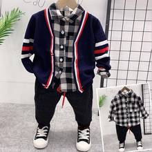 Fashion Autumn Winter Baby boys Clothing suits Children Clothing Set Cotton knit Cardigan, shirt and jeans 3pcs boys set 2-6Year 2024 - buy cheap