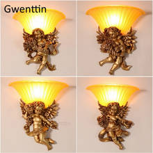 European Gold Baby Angel Wall Lamps Vintage Wall Sconce Light Fixtures for Living Room Bedroom Lamp Corridor Stair Luminaire E27 2024 - buy cheap
