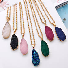 2021 New Geometric Natural Stone Shiny Long Pendant Necklace for Women Sweater Chain Vintage Water-drop Shape Necklace Jewelry 2024 - buy cheap