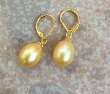 Pair Of huge 9-11mm south sea baroque gold pearl earring 14k 2024 - buy cheap