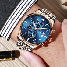 Relógio masculino com cronógrafo, luxuoso, de aço, à prova d'água, de quartzo, de marca superior, luminoso, com data 2024 - compre barato
