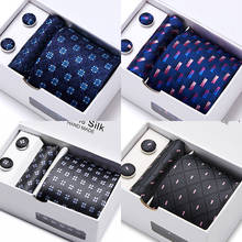Hot sale Brand Birthday Present Tie Hanky Pocket Squares Cufflink Set Tie Necktie Box Printed  Clothing accessories 2024 - buy cheap